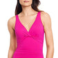 Maiô Ralph Lauren Feminino com forro franzido, decote em V profundo, frente torcida, com aro, rosa, tamanho 16
