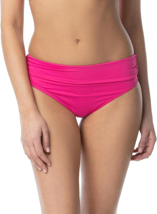 Calcinha de biquíni franzida Ralph Lauren Beach Club feminina, rosa, tamanho 10