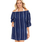 Vestido Ralph Lauren Feminino Listrado Ombro a Ombro Azul Tamanho P