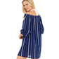 Vestido Ralph Lauren Feminino Listrado Ombro a Ombro Azul Tamanho P
