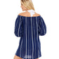 Vestido Ralph Lauren Feminino Listrado Ombro a Ombro Azul Tamanho P