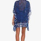 Túnica de praia Ralph Lauren Shoreline feminina de chiffon, azul, tamanho pequeno