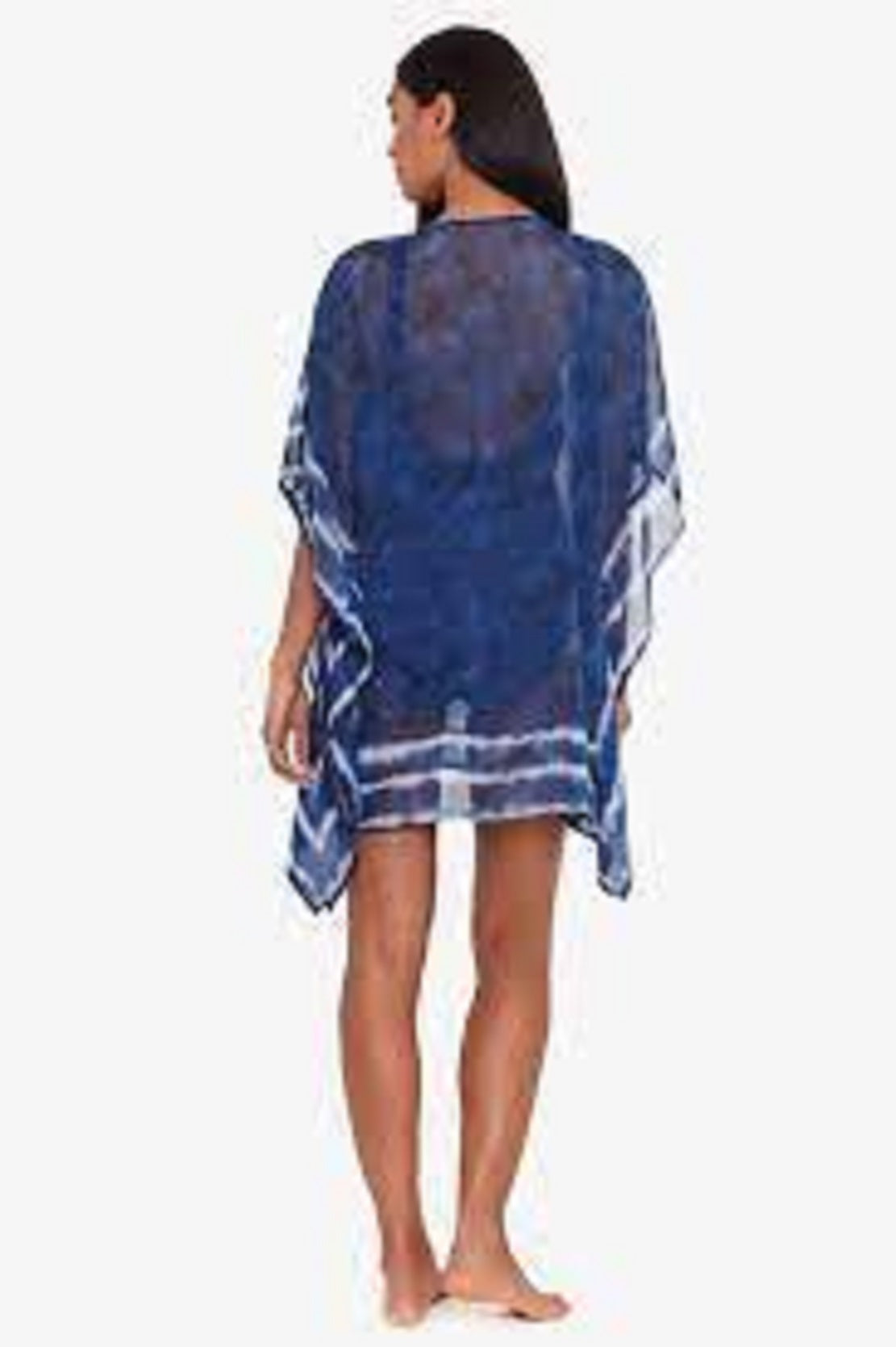 Túnica de praia Ralph Lauren Shoreline feminina de chiffon, azul, tamanho pequeno