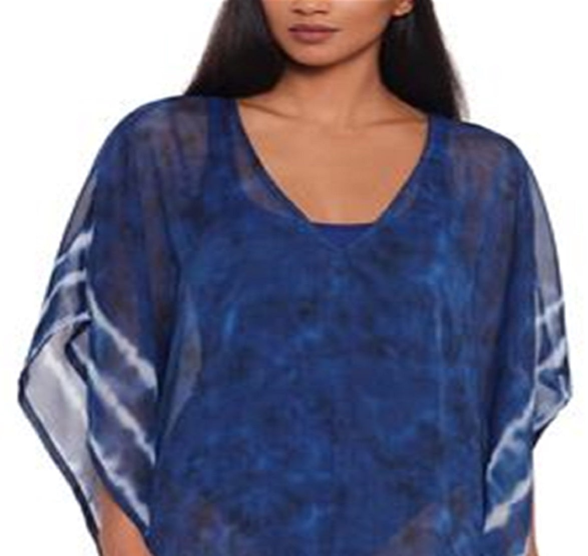 Túnica de praia Ralph Lauren Shoreline feminina de chiffon, azul, tamanho pequeno