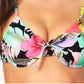 Top de biquíni com estampa floral California Waves Junior, preto, tamanho médio