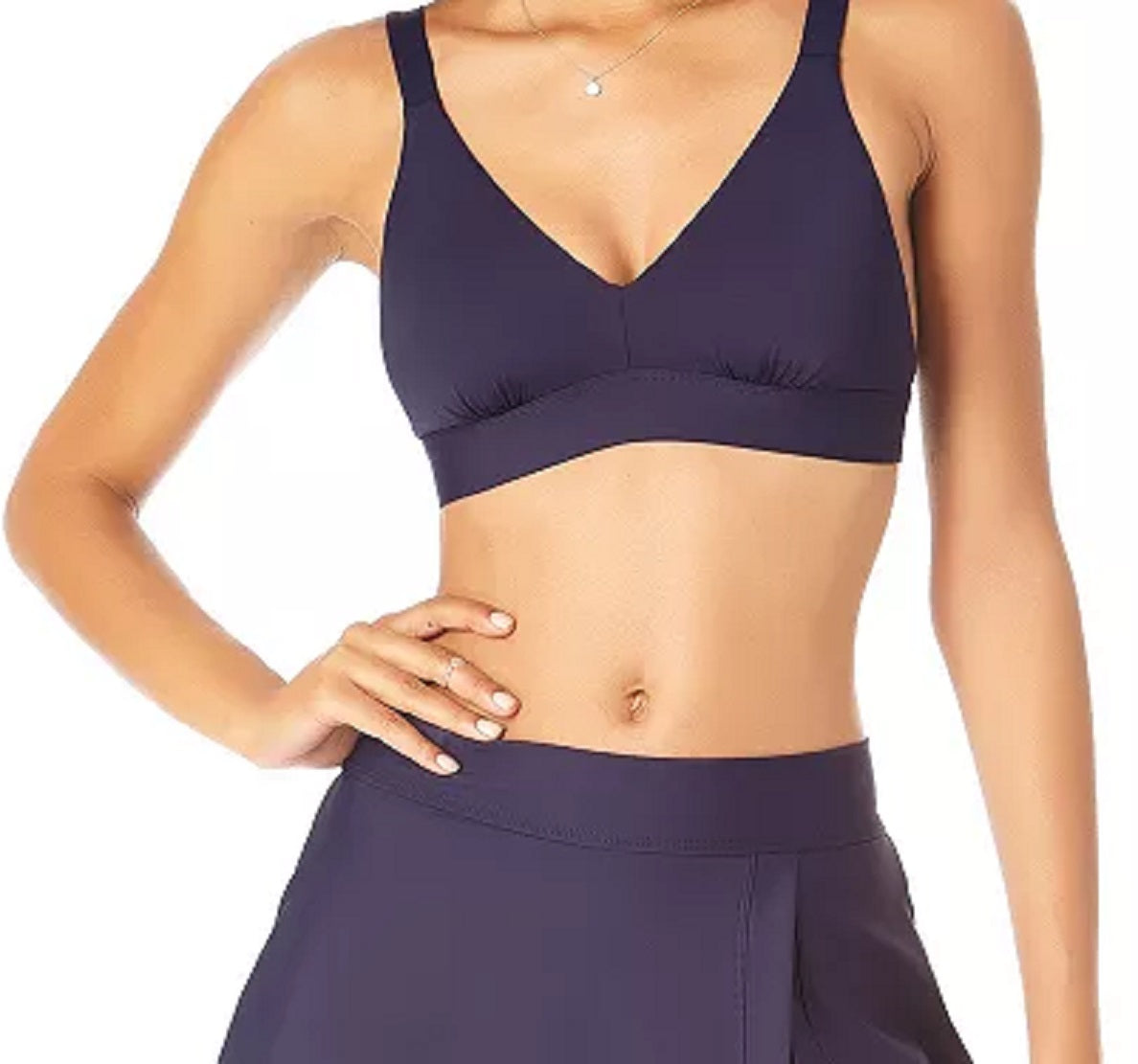 Maiô feminino Anne Cole com fenda lateral e saia azul