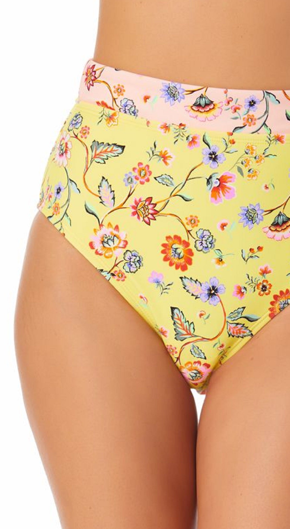 Calcinha de biquíni California Waves Junior de cintura alta, amarelo