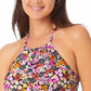 Biquíni California Waves Junior's Handkerchief Halter Top Maiô Preto Multicolorido