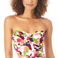 Anne Cole Tankini feminino camuflado com estampa de pétalas torcidas na frente e franzido, maiô multicolorido