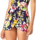 Anne Cole Maiô Feminino Tropical Floral Surplice Maiô Azul Tamanho 8