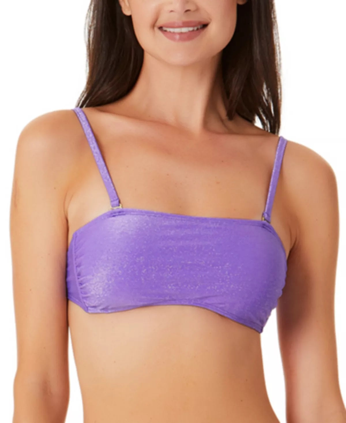 Biquíni California Waves Junior Metallic Shine Bandeau Top Maiô Roxo