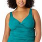 Anne Cole Tankini Feminino com Frente Torcida e Aro, Verde, Tamanho 24W