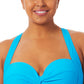 Biquíni feminino California Waves Plus com bojo moldado, azul, tamanho 1X