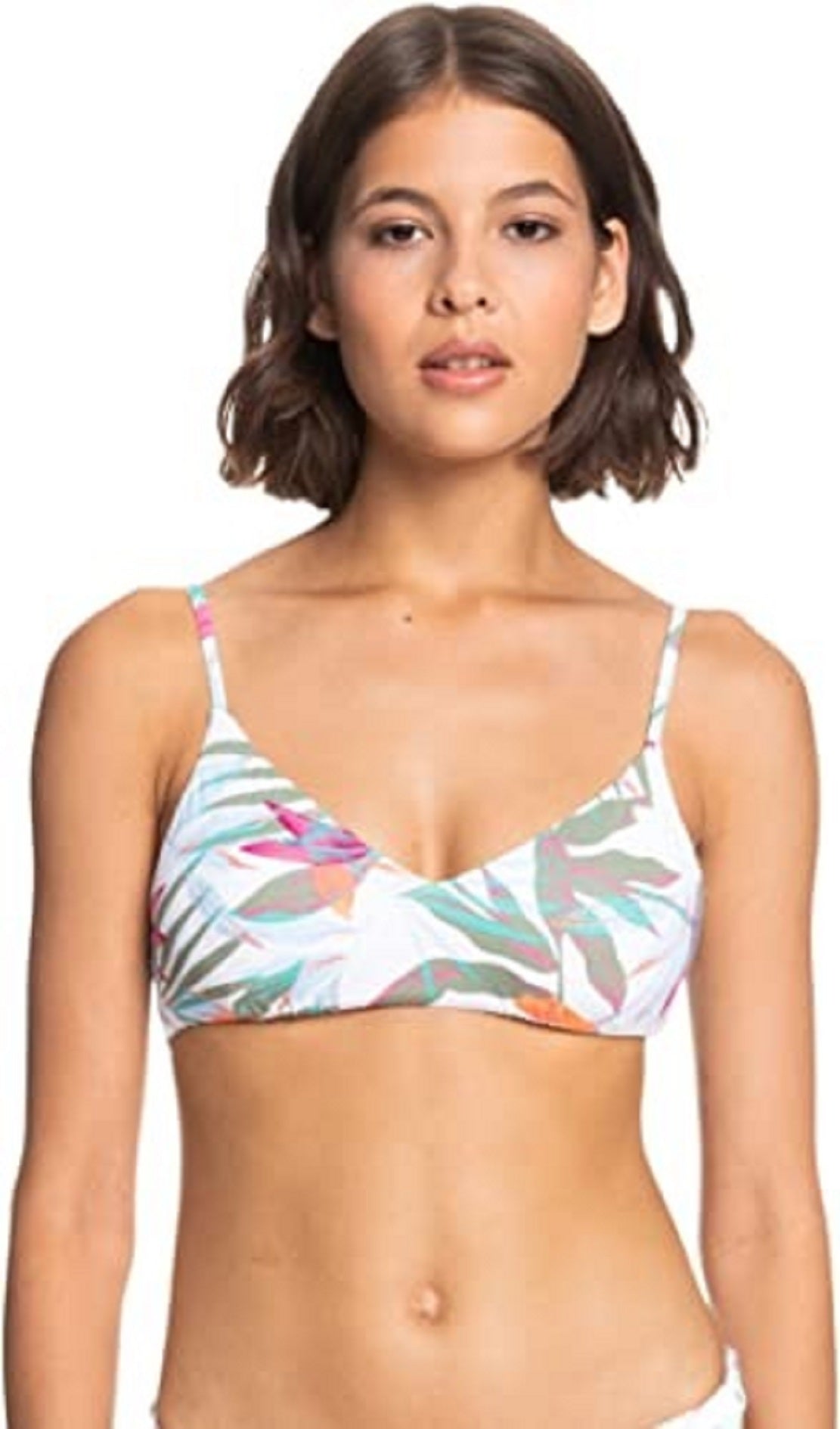 Top de biquíni Roxy Beach Classics feminino, branco, tamanho XL