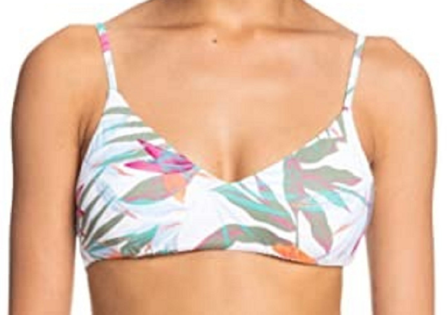 Top de biquíni Roxy Beach Classics feminino, branco, tamanho XL