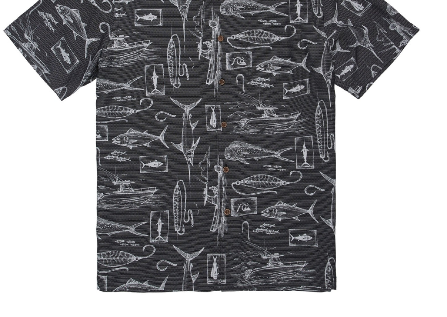 Camisa de manga curta masculina Quiksilver Waterman Slack Line, preta, tamanho GG