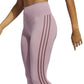 Calça legging feminina Adidas com listras laterais, rosa, tamanho pequeno