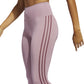 Calça legging feminina Adidas com listras laterais, rosa, tamanho XS