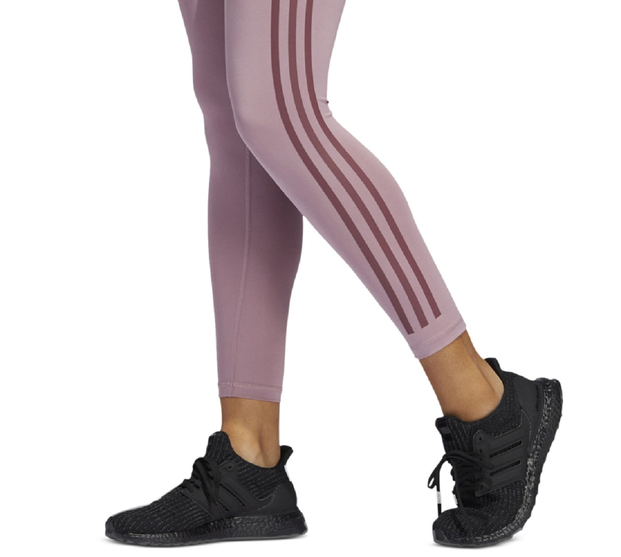 Calça legging feminina Adidas com listras laterais, rosa, tamanho XS