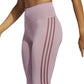 Calça legging feminina Adidas com listras laterais, rosa, tamanho médio