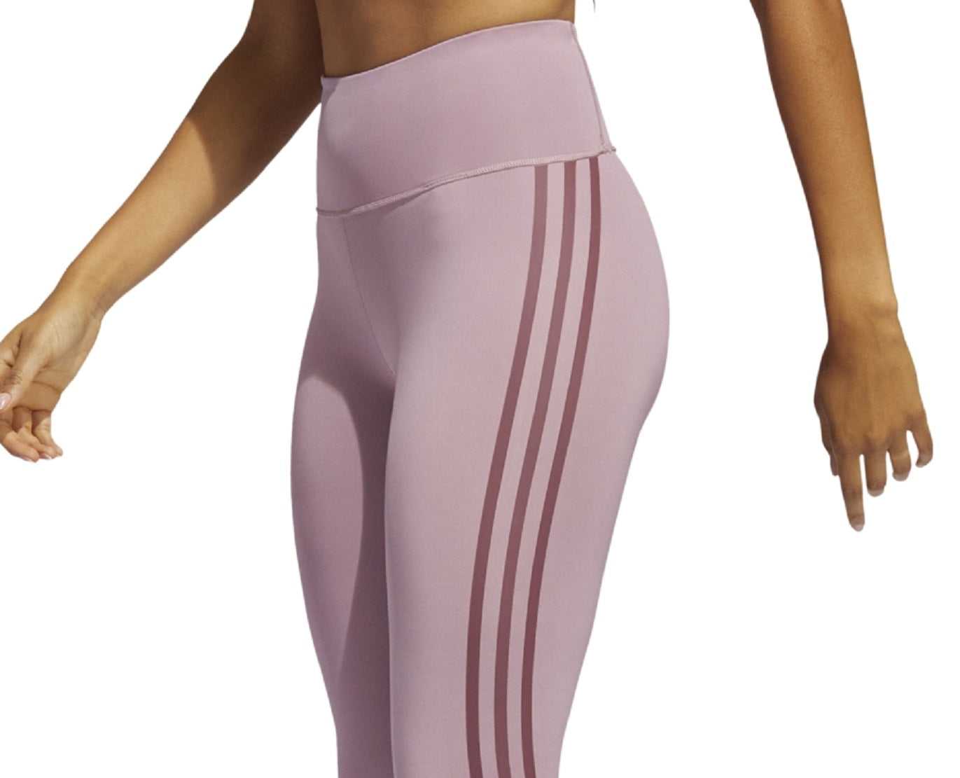 Calça legging feminina Adidas com listras laterais, rosa, tamanho médio
