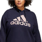 Moletom feminino adidas Fleece com capuz canelado e cordão Step Logo Graphic, azul