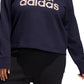 Moletom feminino adidas Fleece com capuz canelado e cordão Step Logo Graphic, azul