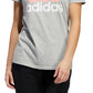 Camiseta de algodão com logotipo do esporte da Adidas feminina, cinza, tamanho XS