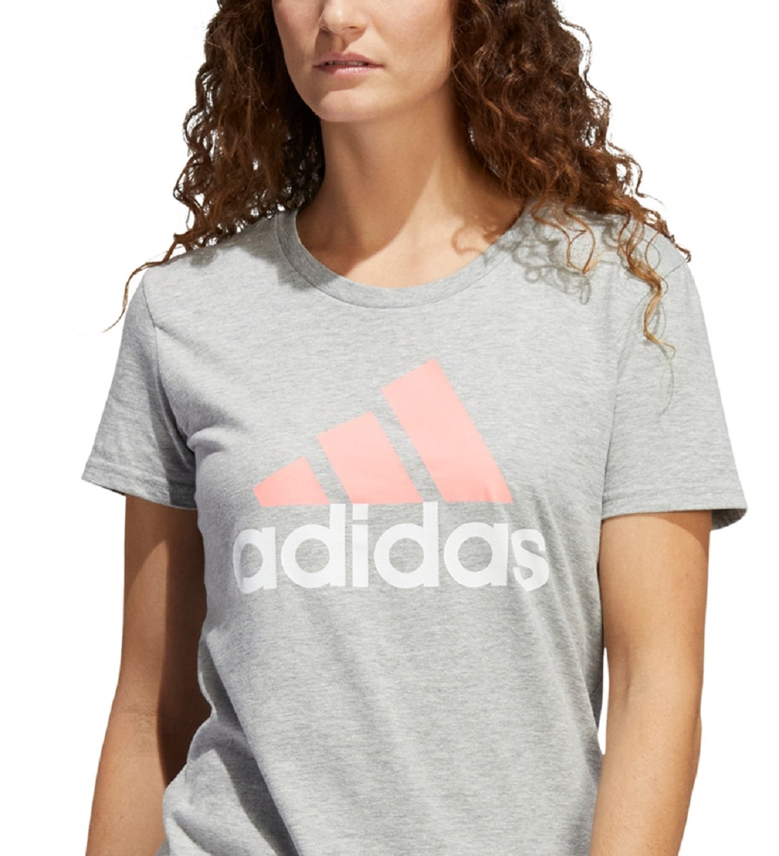 Camiseta Adidas Feminina Badge Of Sport de Algodão Cinza Tamanho Médio