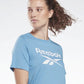 Camiseta Reebok Feminina Logo Azul Tamanho Grande