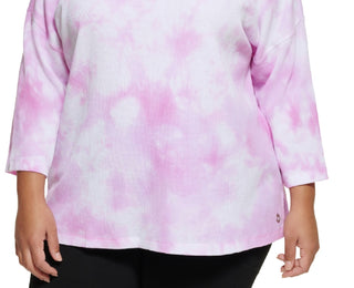 Blusa Calvin Klein Plus Size Feminina Estampada Tie Dye Rosa Tamanho 3X