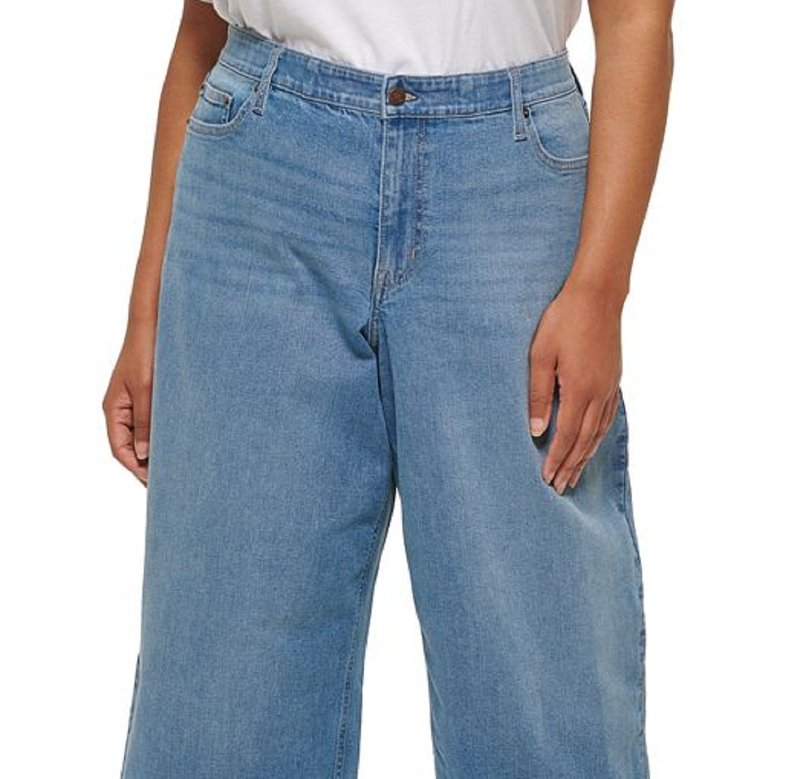 Calça jeans feminina Calvin Klein Wide Leg Cropped Azul Tamanho 22W