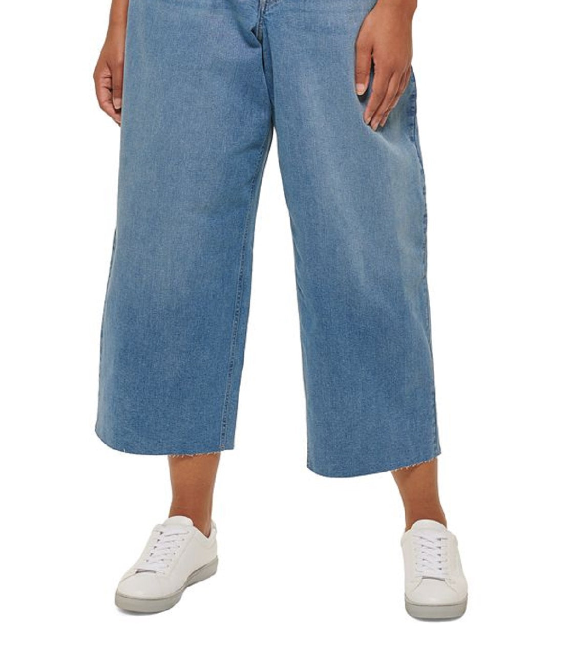 Calça jeans feminina Calvin Klein Wide Leg Cropped Azul Tamanho 22W