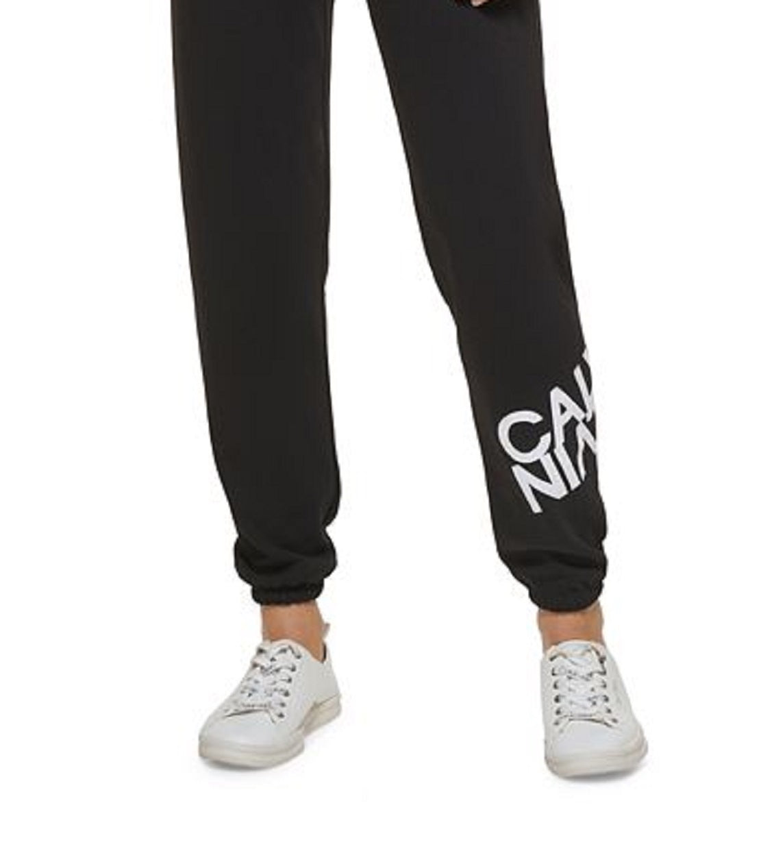 Calça jogger feminina Calvin Klein Fleece Mirror Logo Preta, tamanho médio