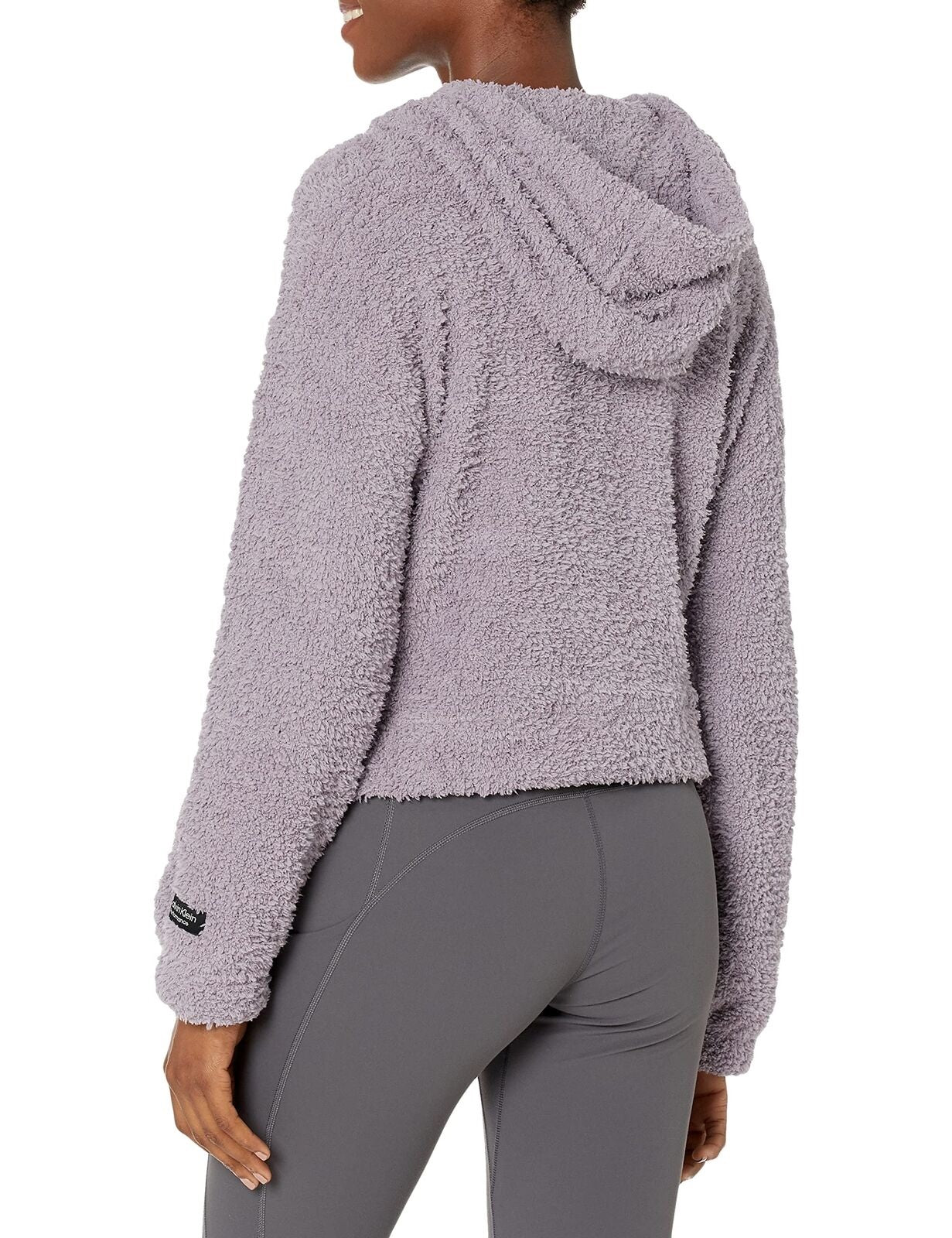 Calvin Klein Moletom Feminino Performance Fuzzy com Zíper Frontal Roxo Tamanho P