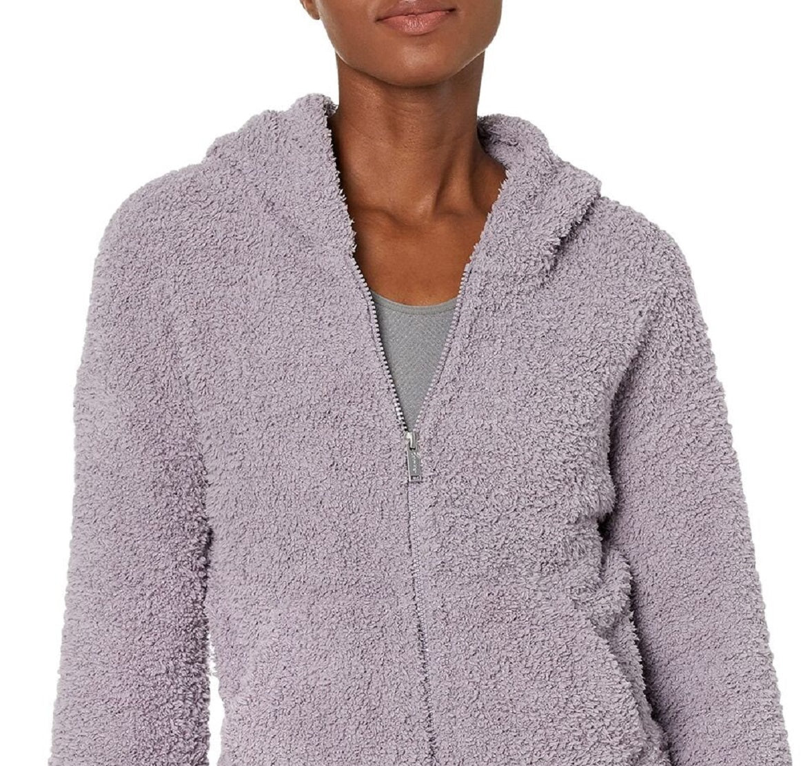 Calvin Klein Moletom Feminino Performance Fuzzy com Zíper Frontal Roxo Tamanho P