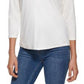 Calvin Klein Top Henley Feminino Manga 3/4 Botões Frontais Branco Tamanho P