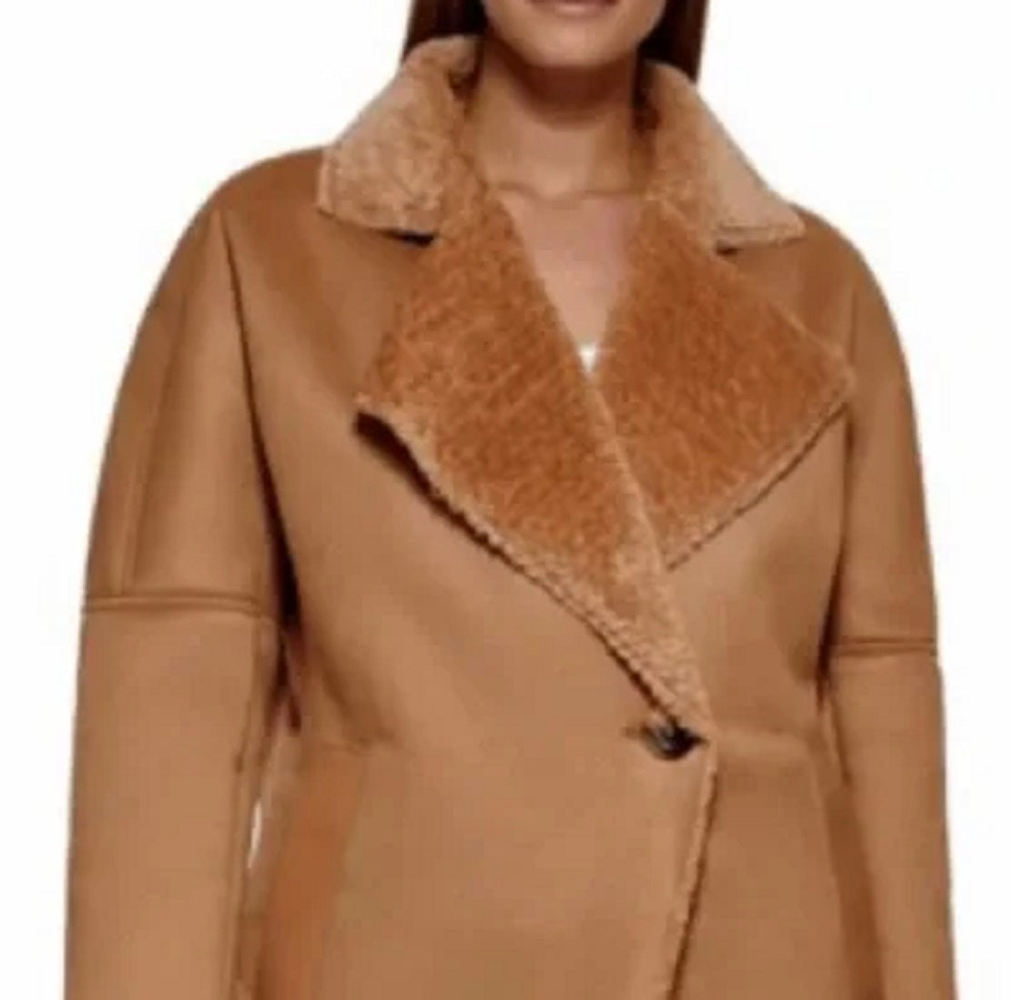 Casaco Calvin Klein Feminino Faux Shearling Marrom Tamanho Médio