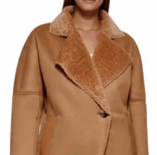Casaco Calvin Klein Feminino Faux Shearling Marrom Tamanho Médio