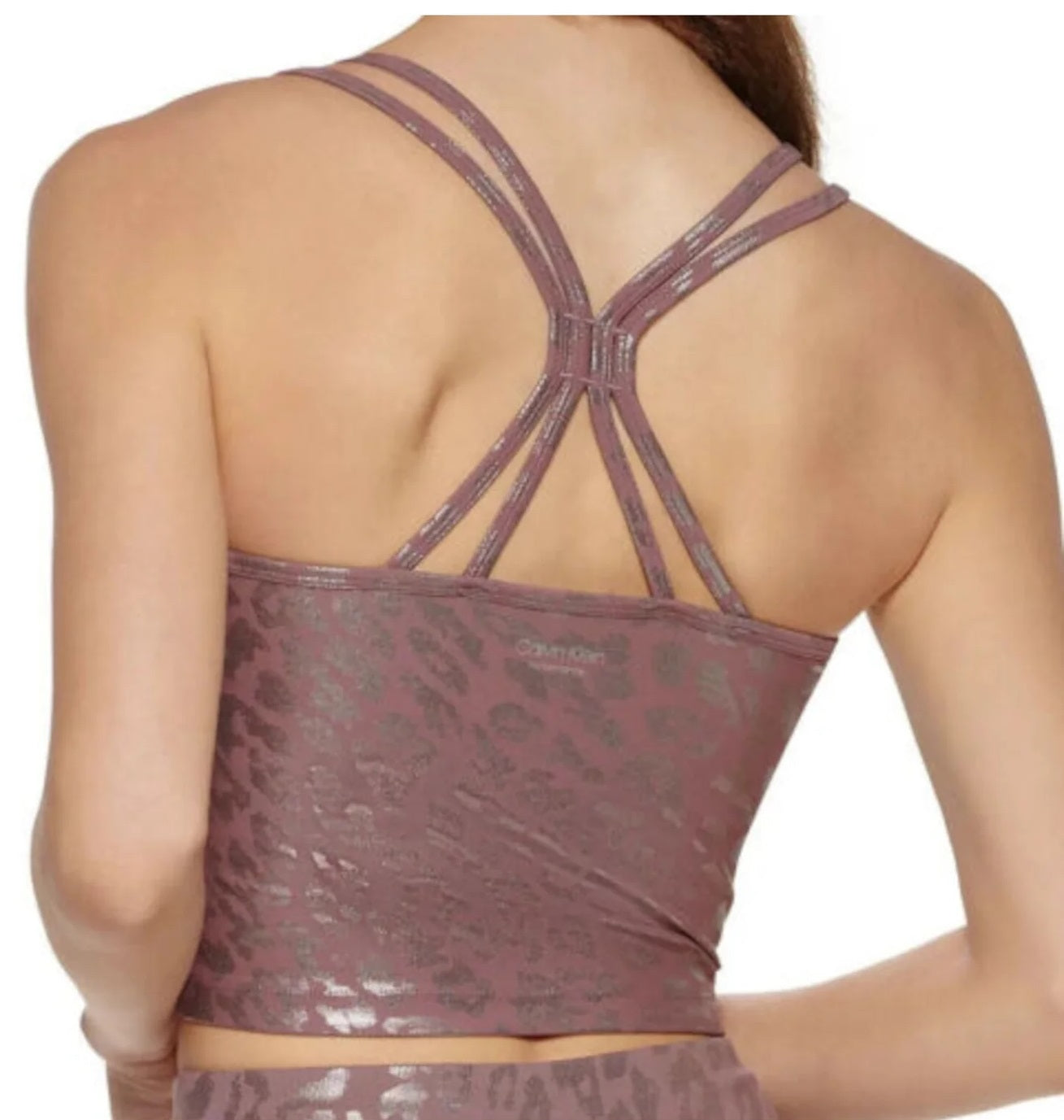 Calvin Klein Regata Feminina Estampada com Alças nas Costas Marrom Tamanho Grande