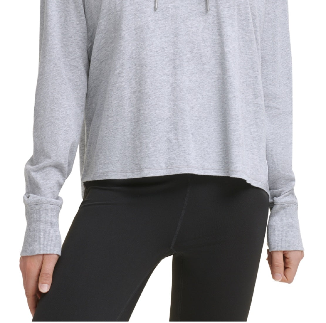 Calvin Klein Moletom com capuz feminino com logo e cobertura facial cinza, tamanho médio