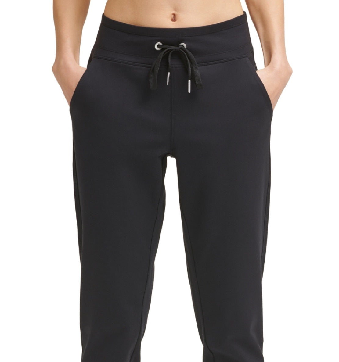 Calça jogger feminina Calvin Klein slim fit, comprimento total, preta, tamanho grande
