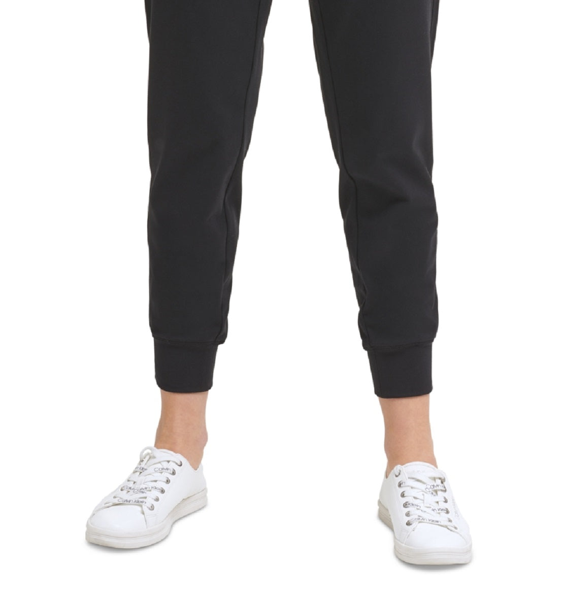 Calça jogger feminina Calvin Klein slim fit, comprimento total, preta, tamanho grande