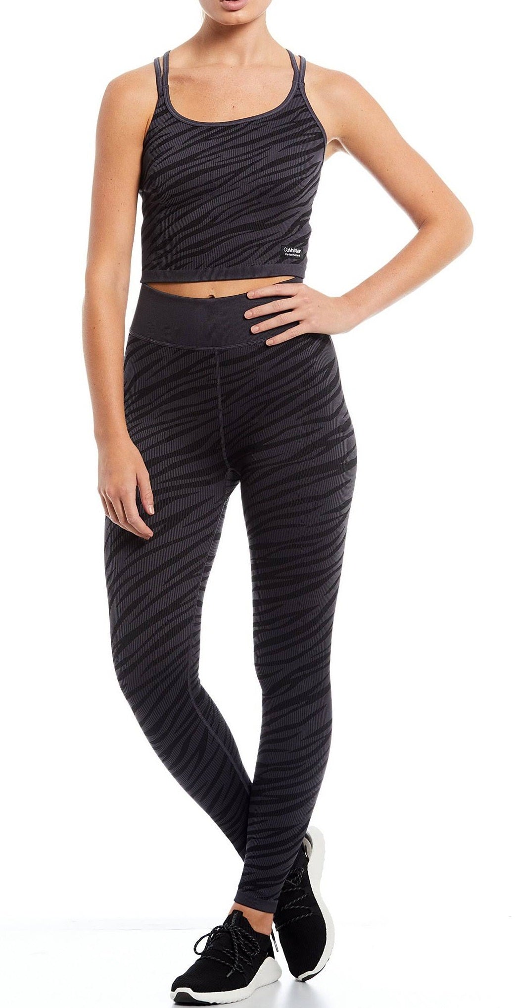 Calvin Klein Crop Top Feminino com Estampa de Zebra Texturizada, Preto, Tamanho X-S