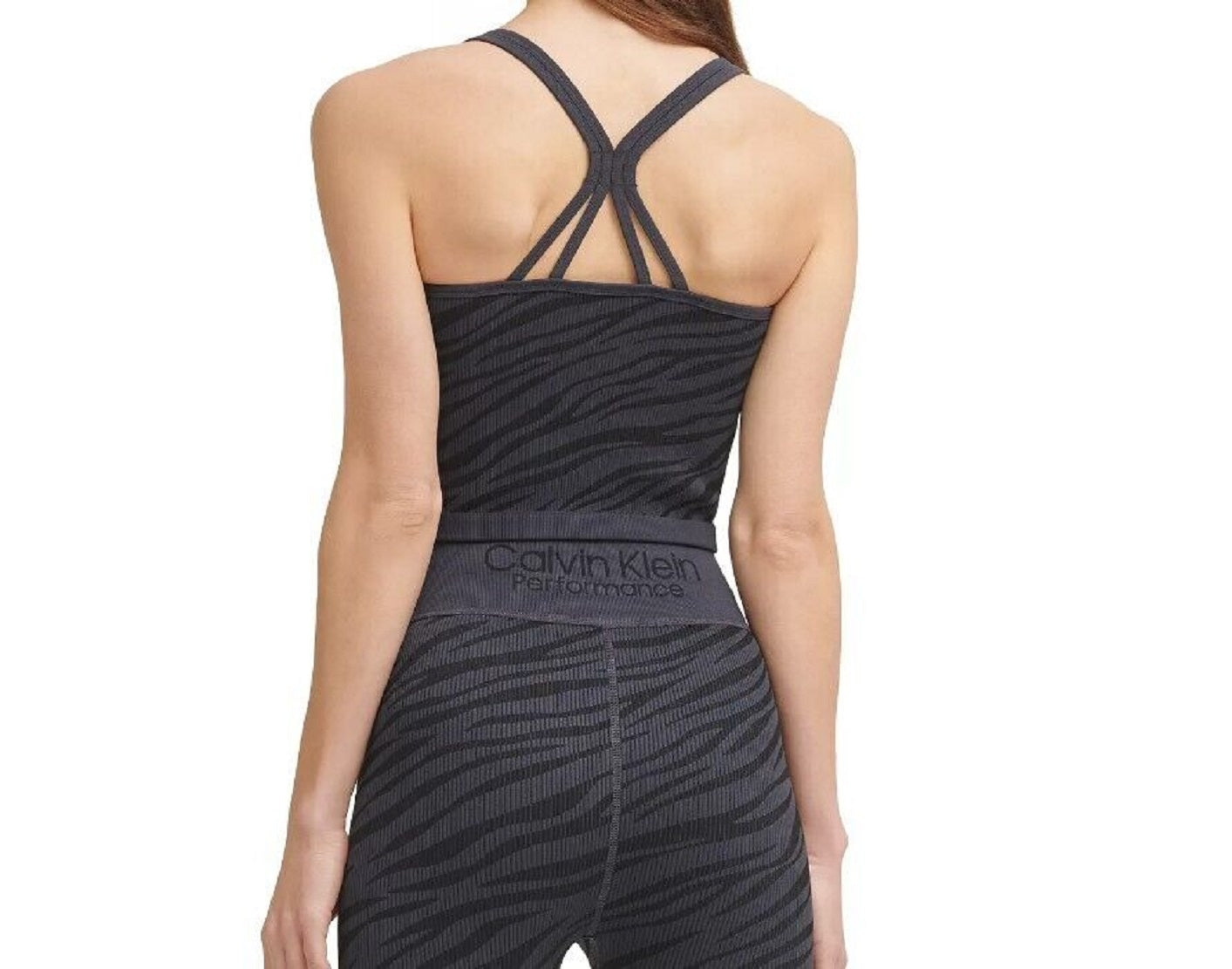 Calvin Klein Crop Top Feminino com Estampa de Zebra Texturizada, Preto, Tamanho X-S