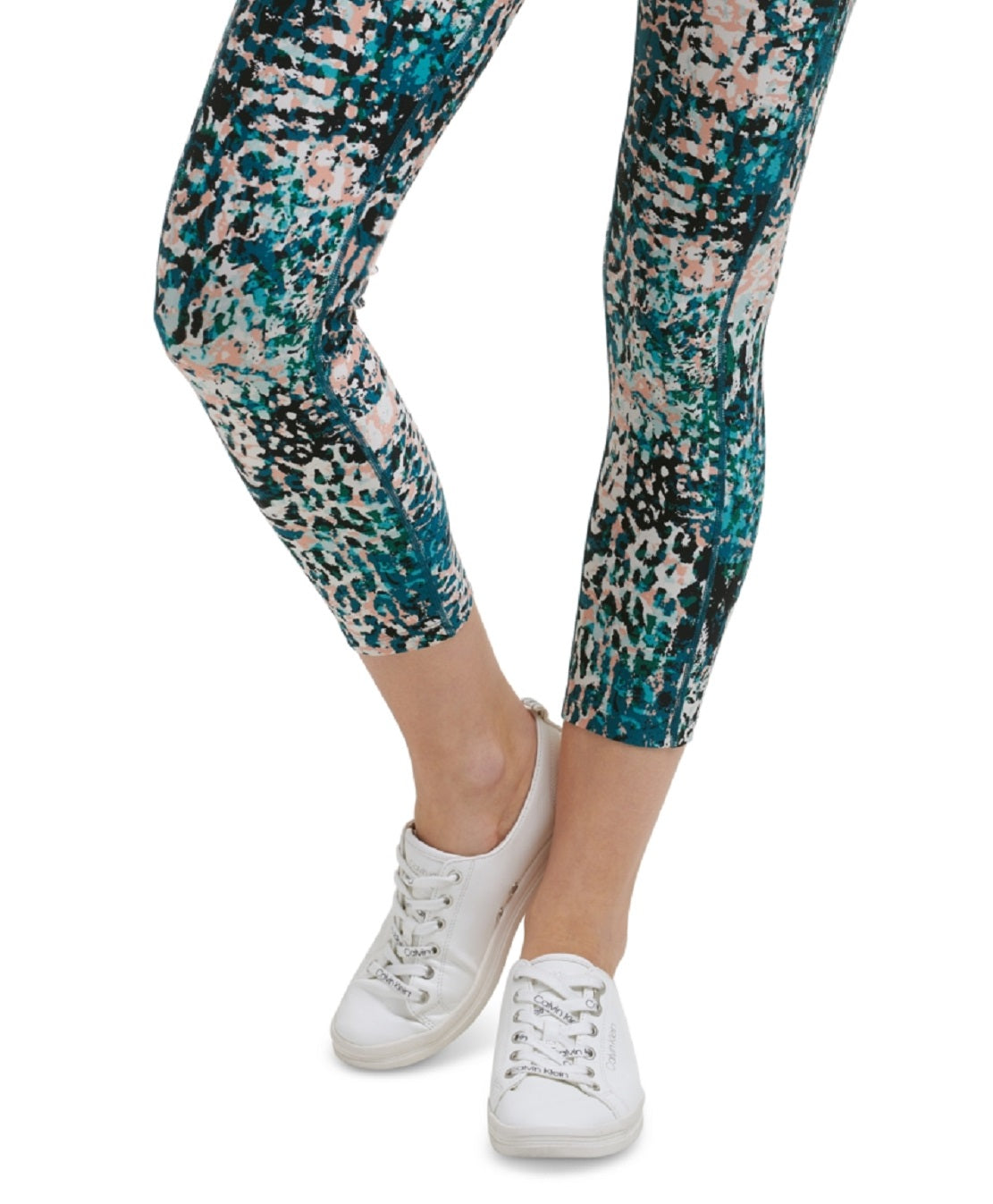 Calça legging feminina estampada de cintura alta 7/8 rosa tamanho pequeno