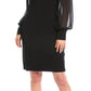 Vestido feminino Karen Kane de chiffon com manga comprida, preto, tamanho extragrande