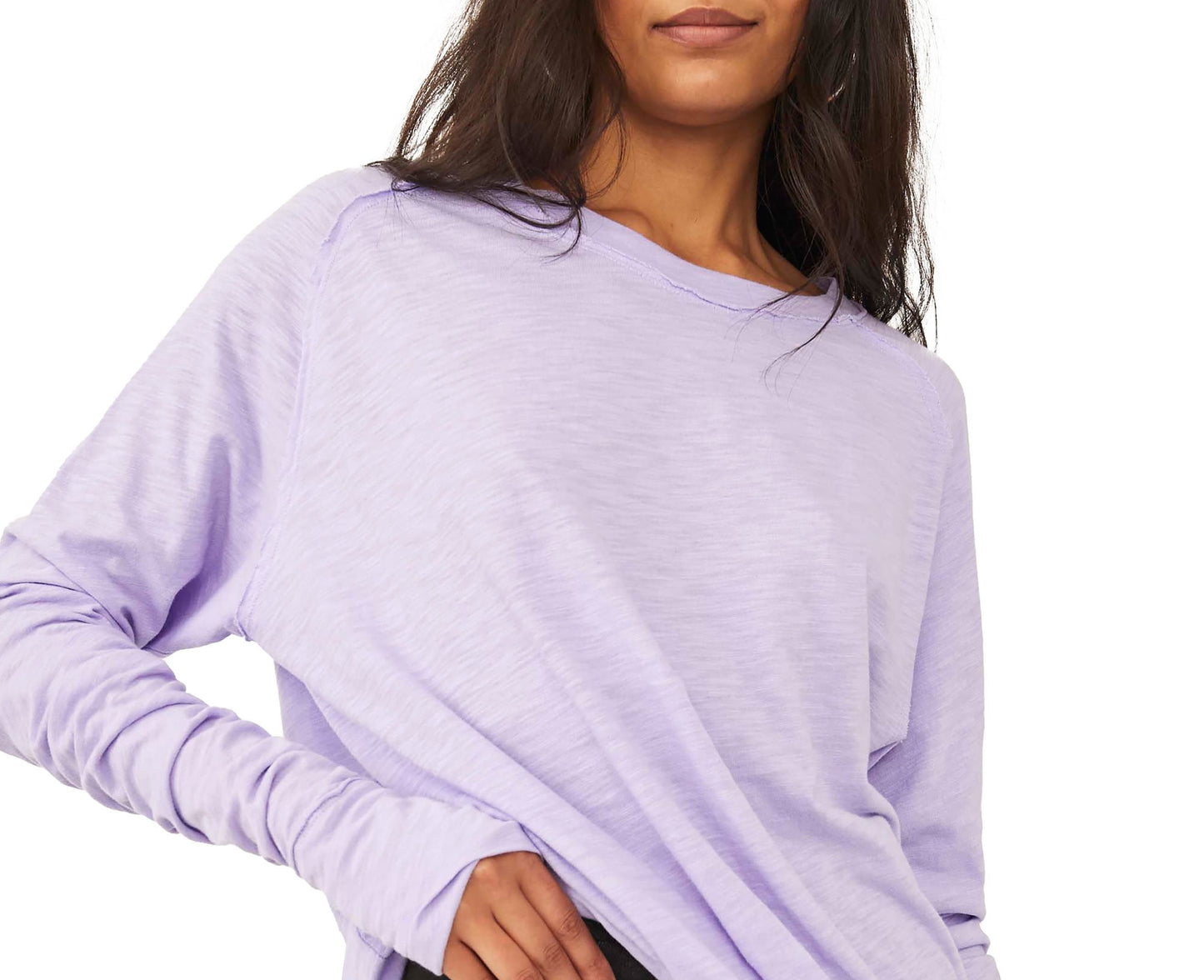 Blusa feminina Arden extra longa de algodão, roxa, tamanho pequeno, da Free People