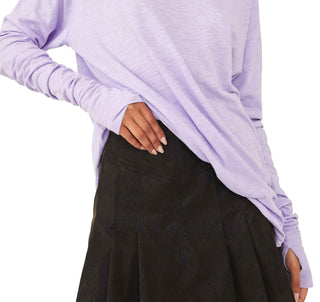 Blusa feminina Arden extra longa de algodão, roxa, tamanho pequeno, da Free People