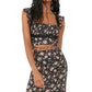 Top curto floral e saia longa femininos Free People, preto, tamanho 4